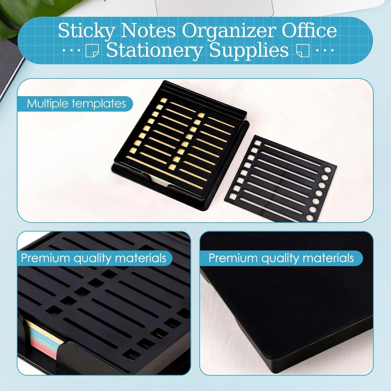 KiBcsLic Sticky Note Holder with Stencil, Sticky Note Dispenser, Note Pad Holder Note Template Organizer for Classroom, Home, Office, Black - Image 4